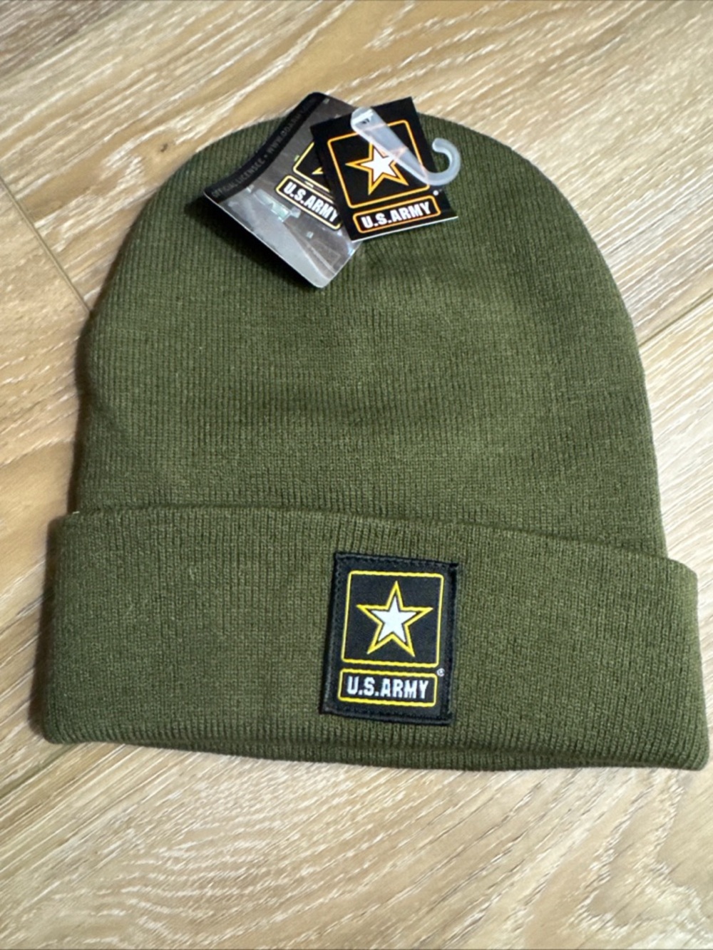 U.S. Army Olive Knit Cuffed Beanie with Star Patch
